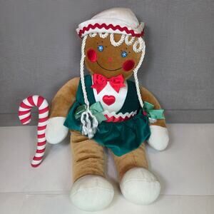 1990 Target Gingerbread Girl Plush Doll w/ Candy Cane 22" Commonwealth Toy